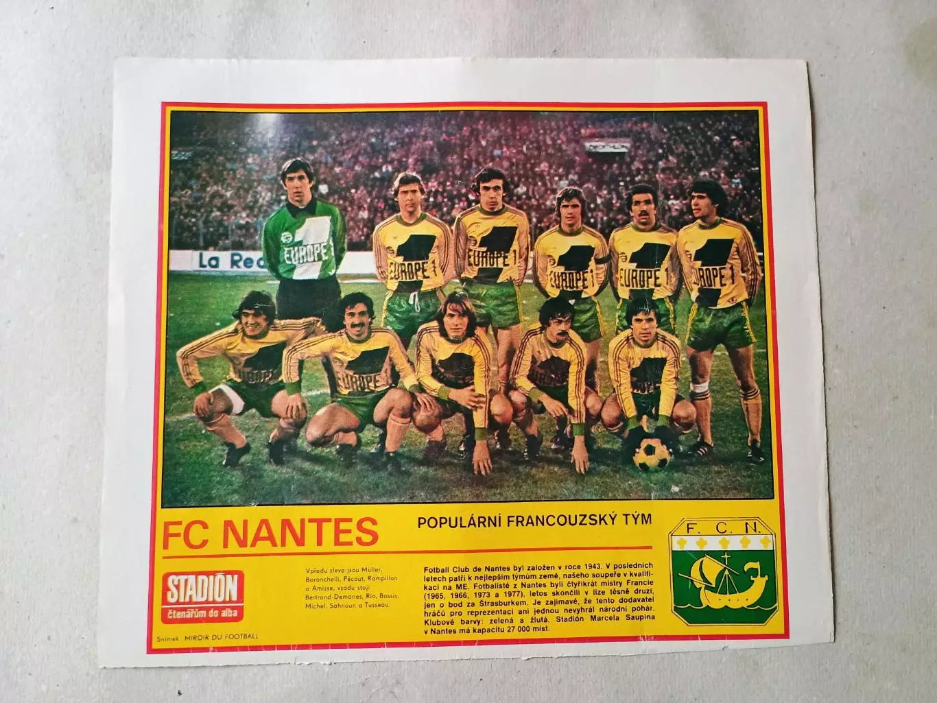 Плакат из журнала Стадион- Nantes 6