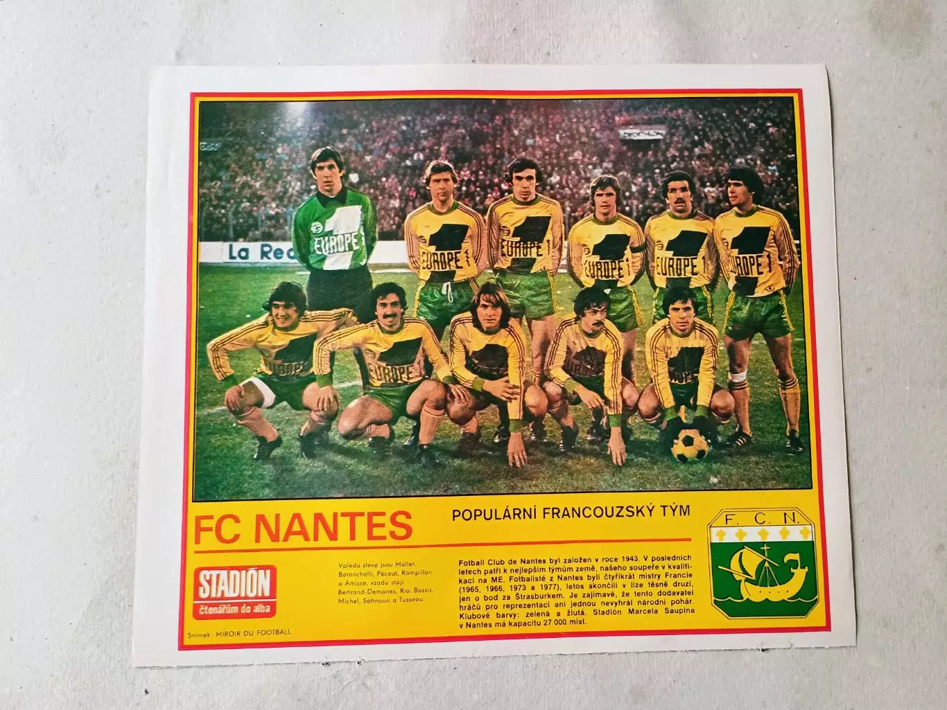 Плакат из журнала Стадион- Nantes 8