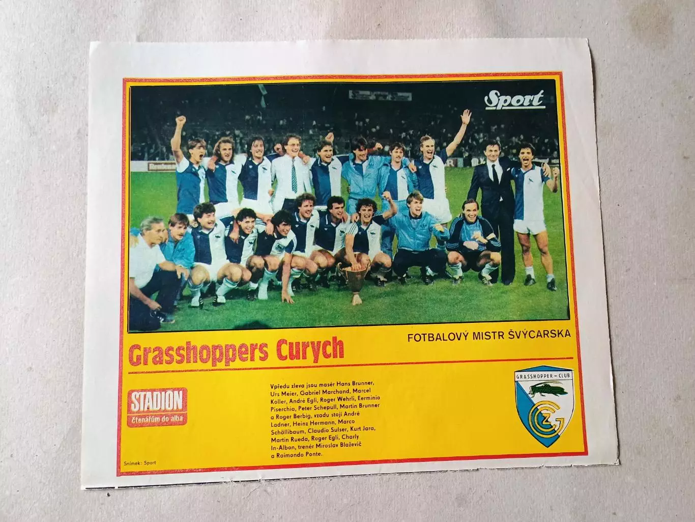 Плакат из журнала Стадион- Grasshoppers