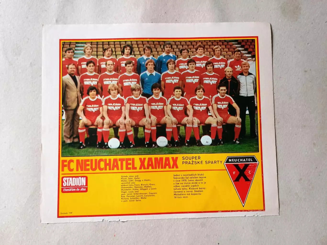 Плакат из журнала Стадион- Neuchatel