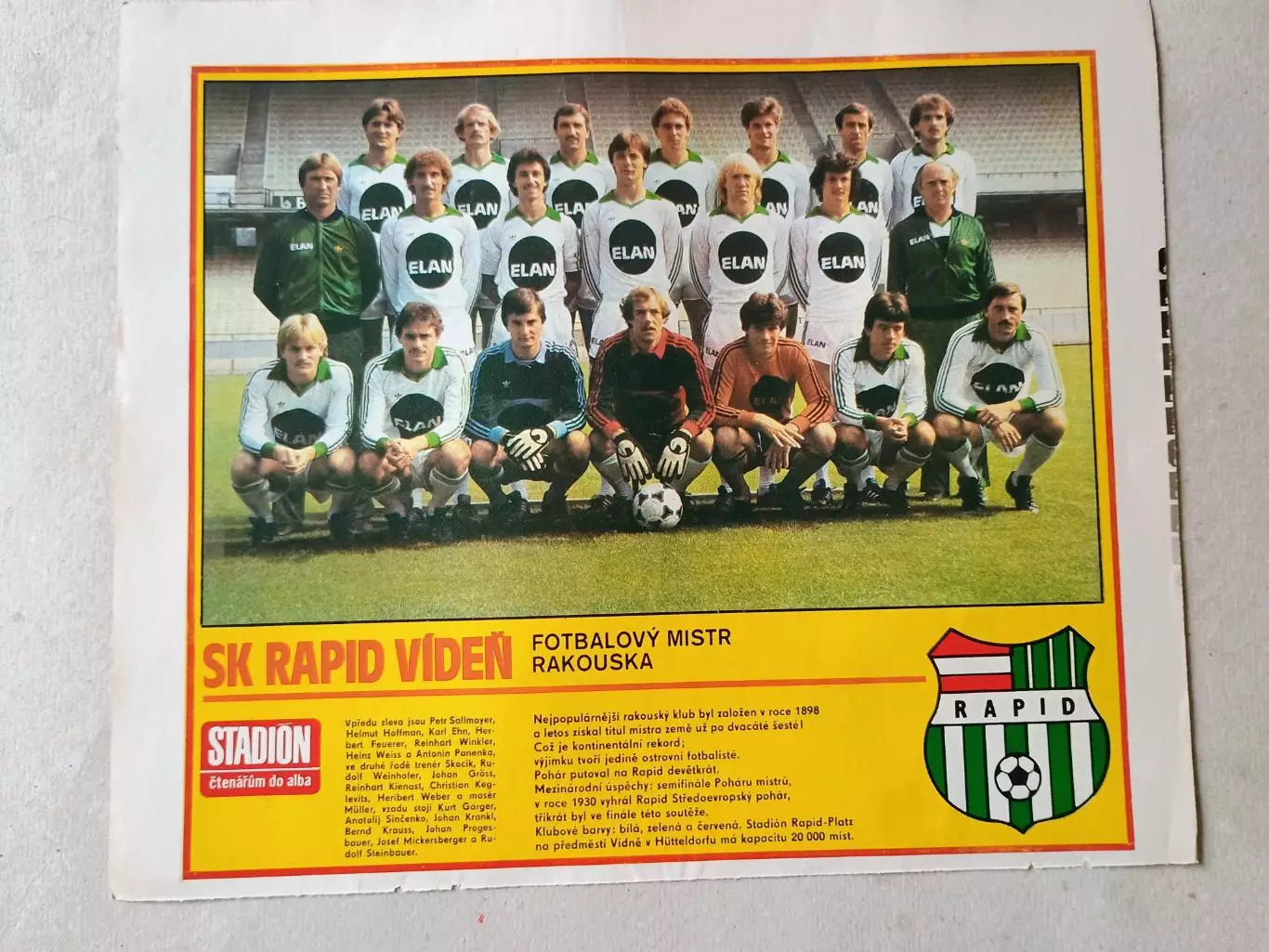 Плакат из журнала Стадион- Rapid 3