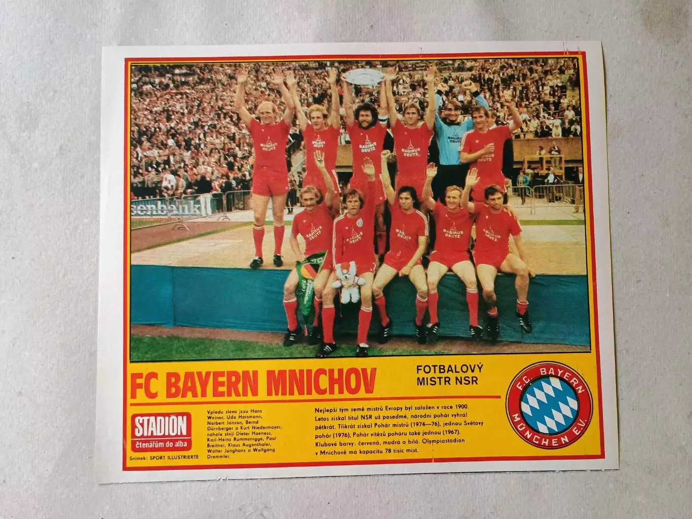 Плакат из журнала Стадион- Bayern 16