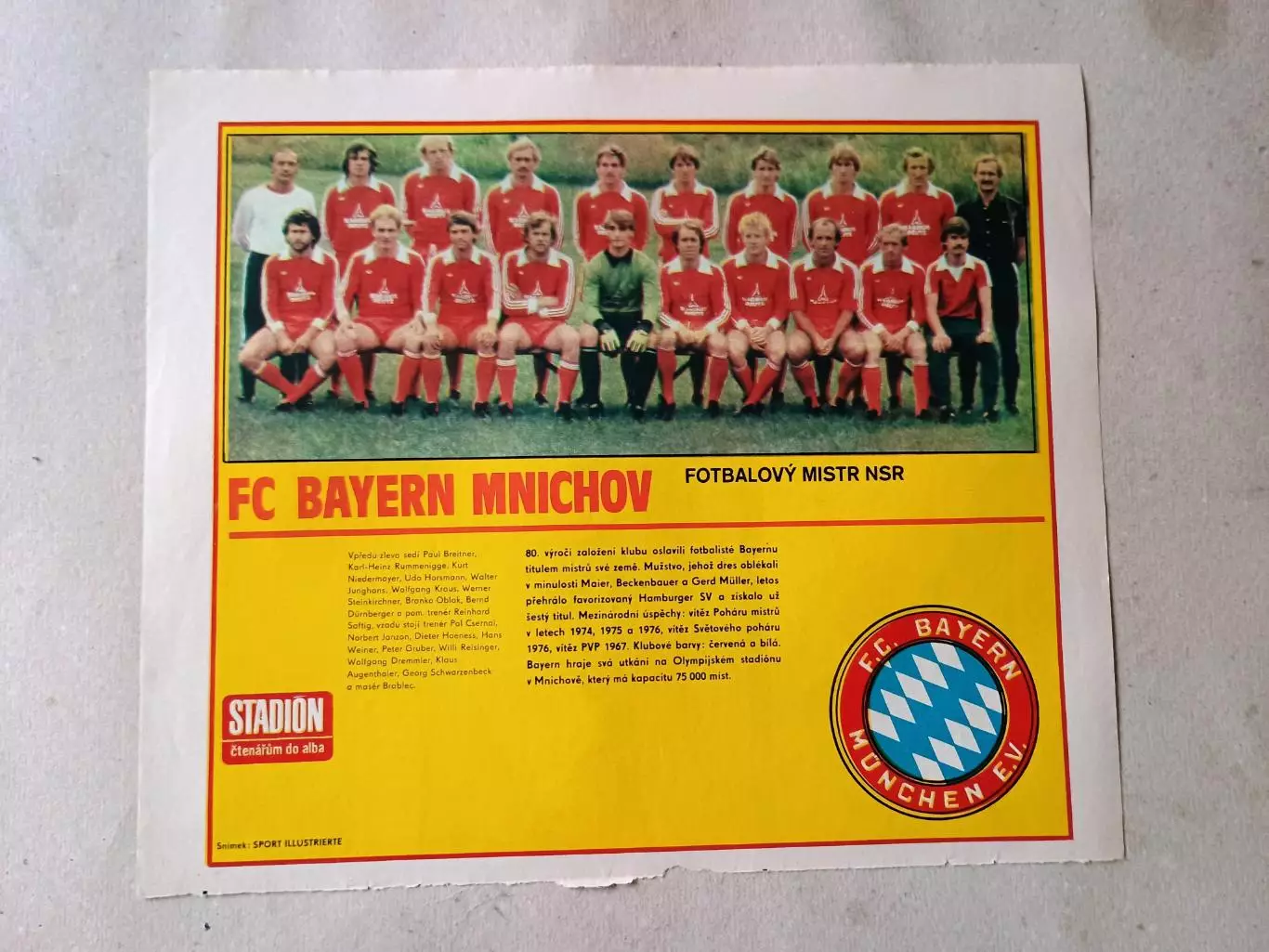 Плакат из журнала Стадион- Bayern 19