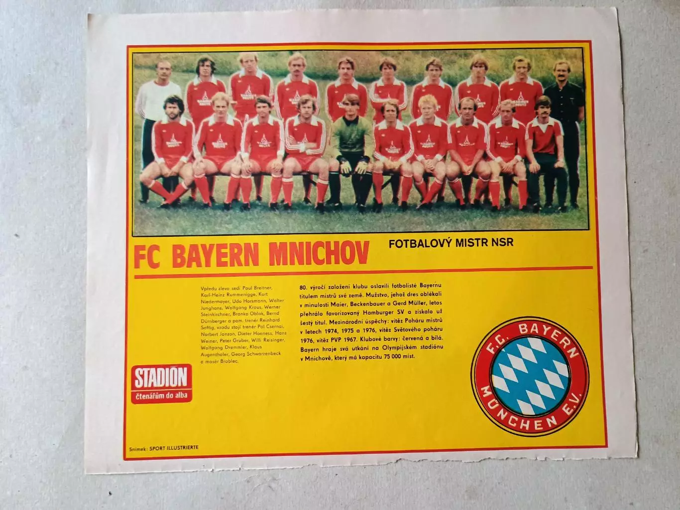 Плакат из журнала Стадион- Bayern 21