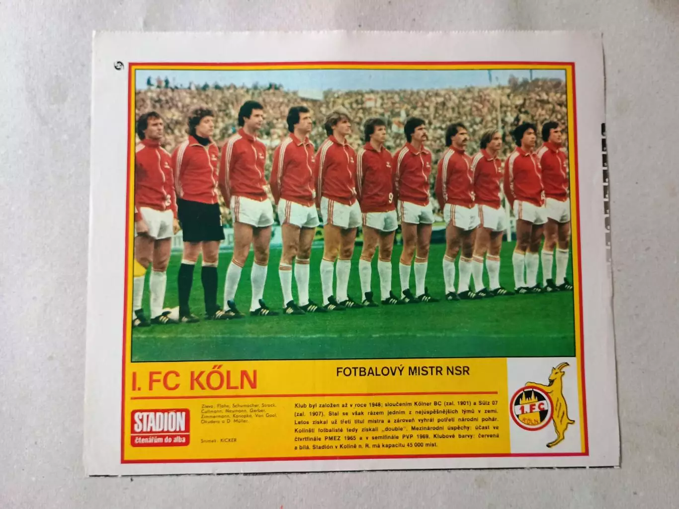 Плакат из журнала Стадион- Koln 10