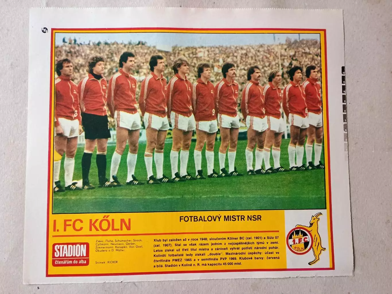 Плакат из журнала Стадион- Koln 12