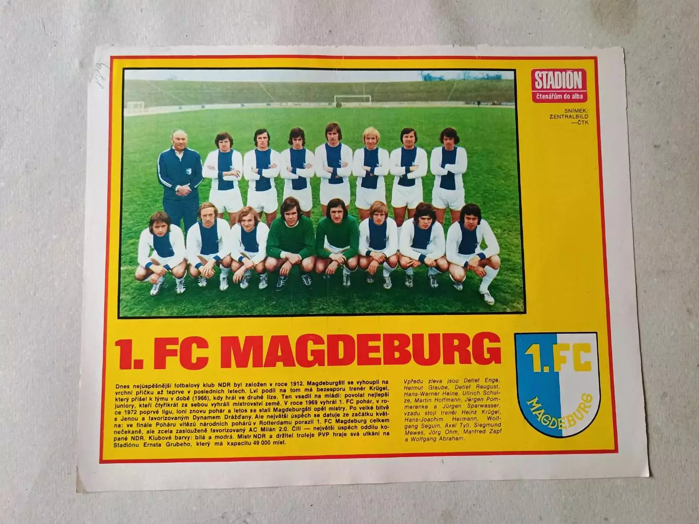 Плакат из журнала Стадион- Magdeburg