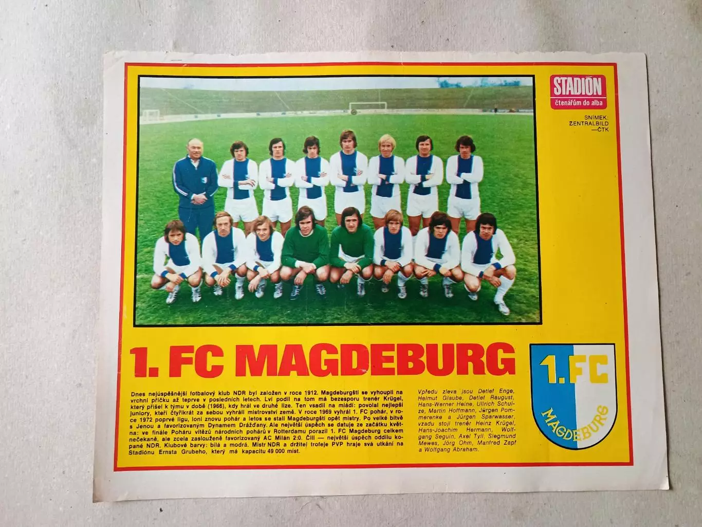 Плакат из журнала Стадион- Magdeburg 2
