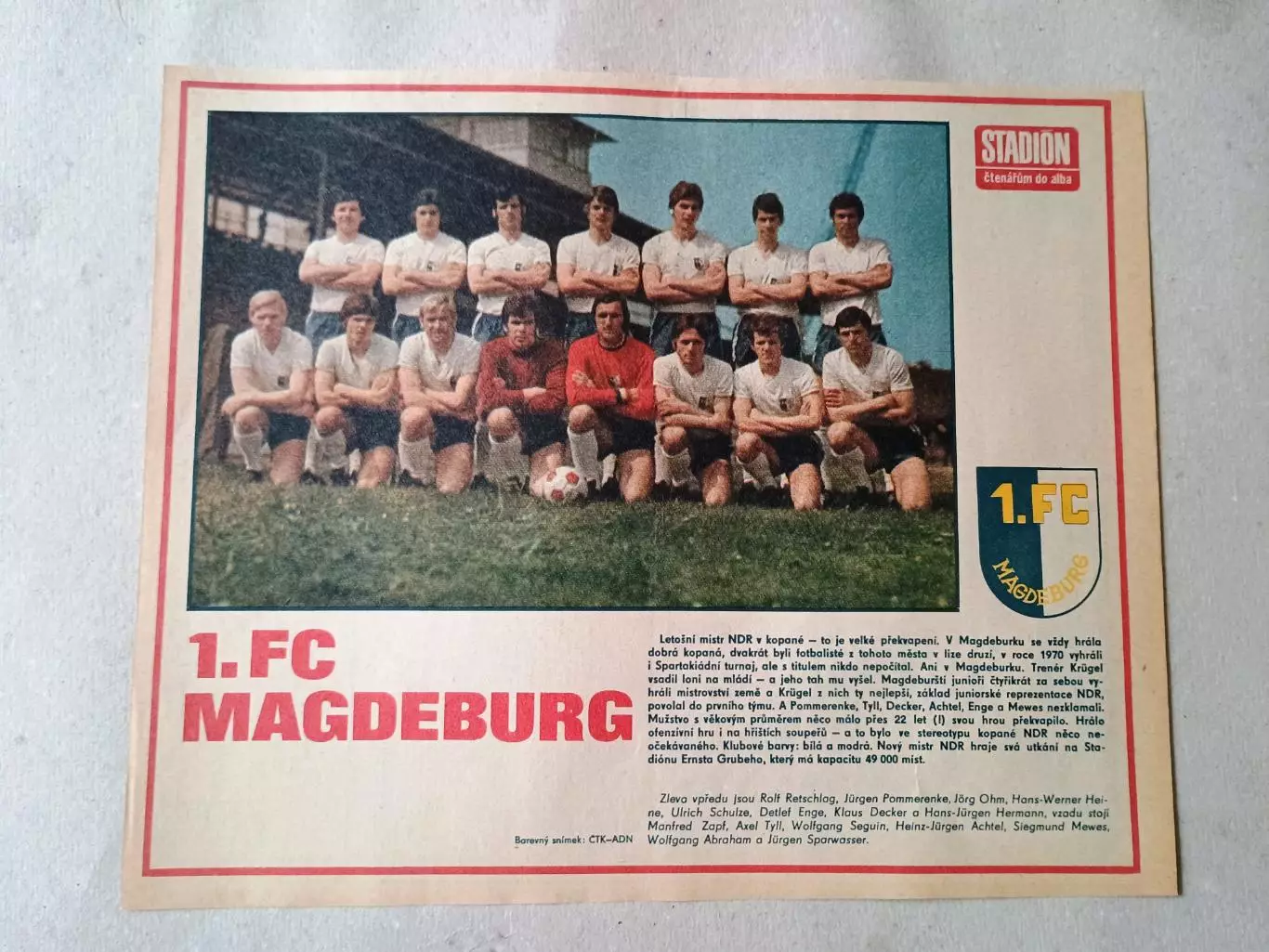Плакат из журнала Стадион- Magdeburg 4