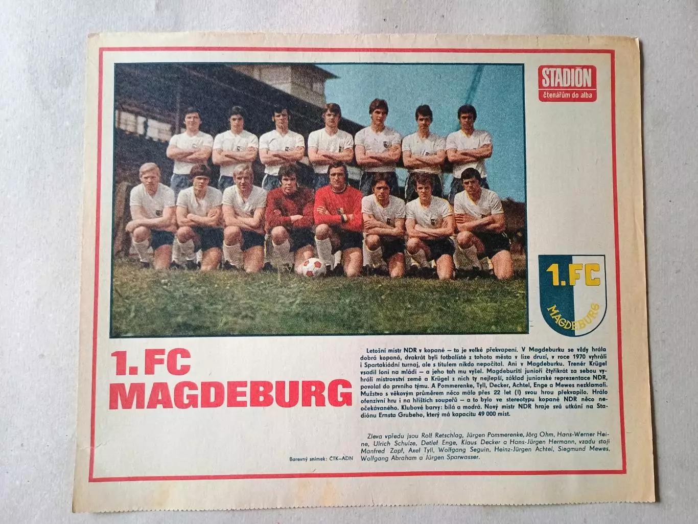 Плакат из журнала Стадион- Magdeburg 5