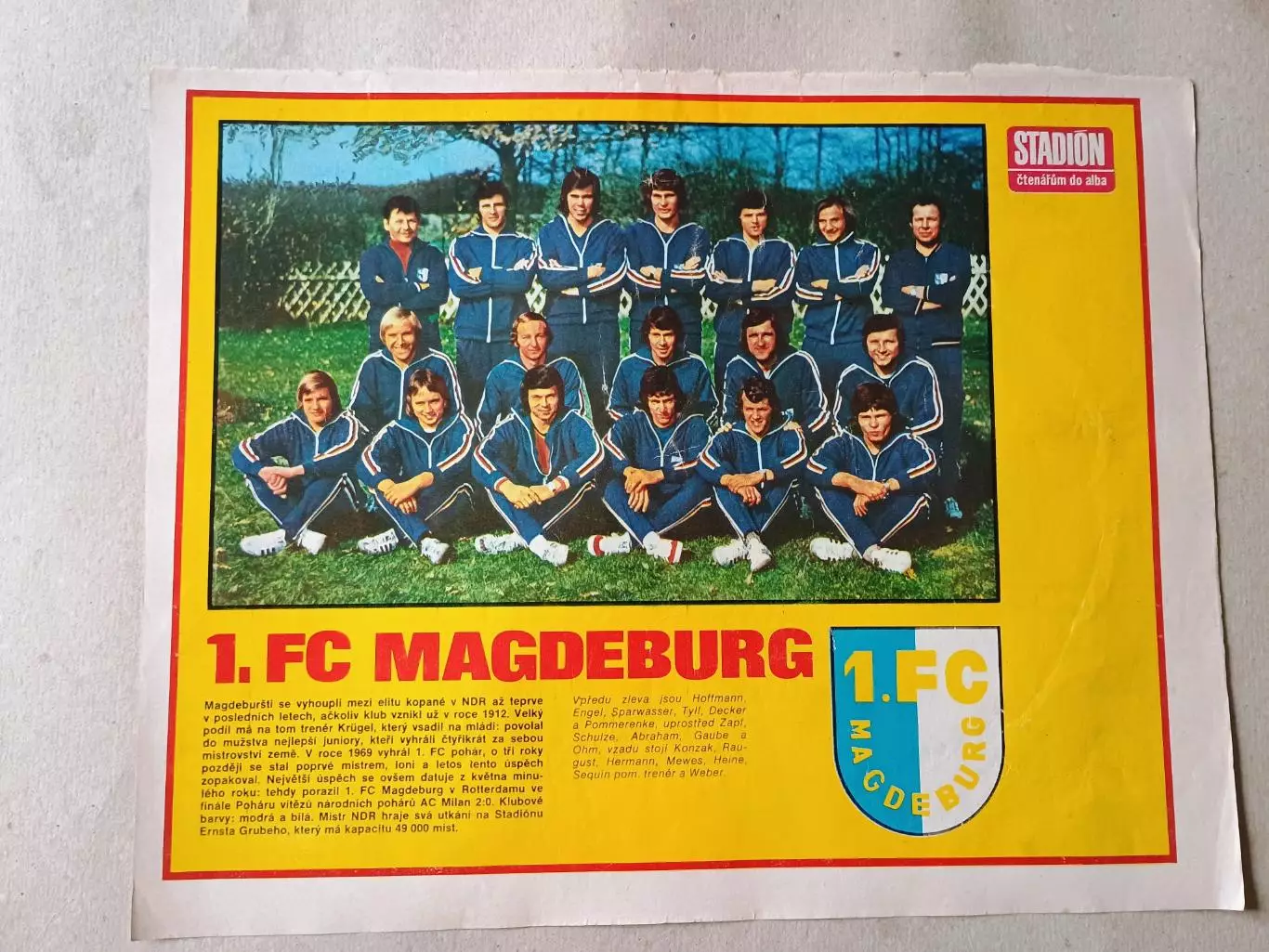 Плакат из журнала Стадион- Magdeburg 7