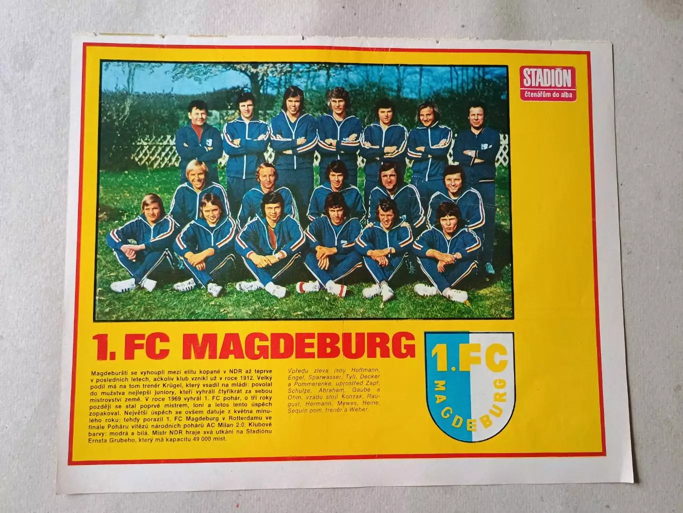 Плакат из журнала Стадион- Magdeburg 8