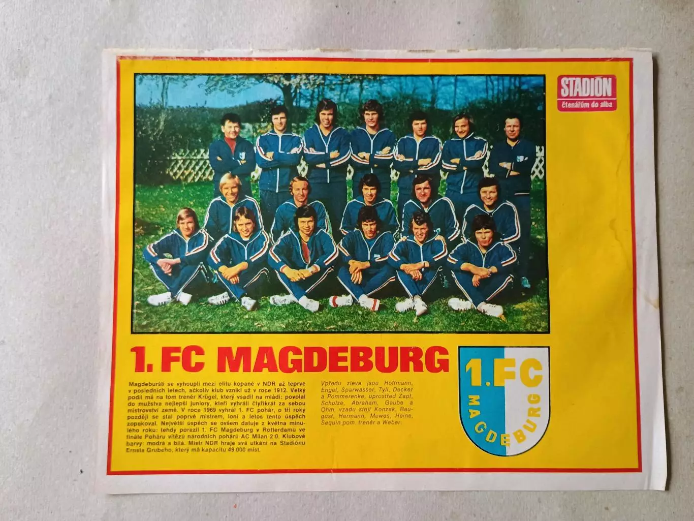Плакат из журнала Стадион- Magdeburg 9