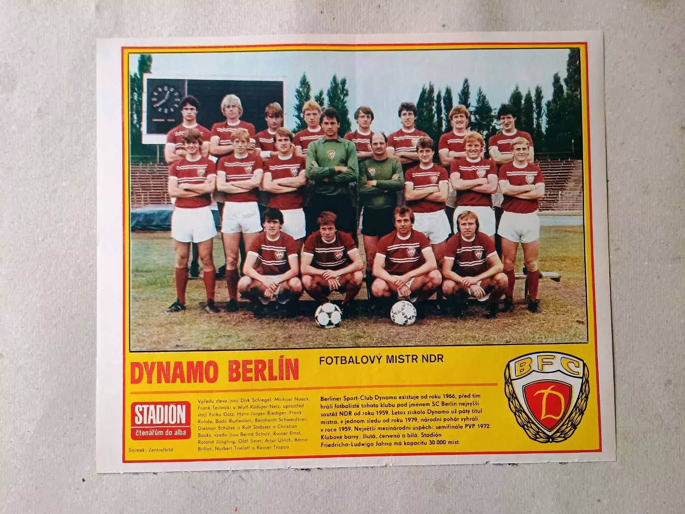 Плакат из журнала Стадион- Dynamo Berlin
