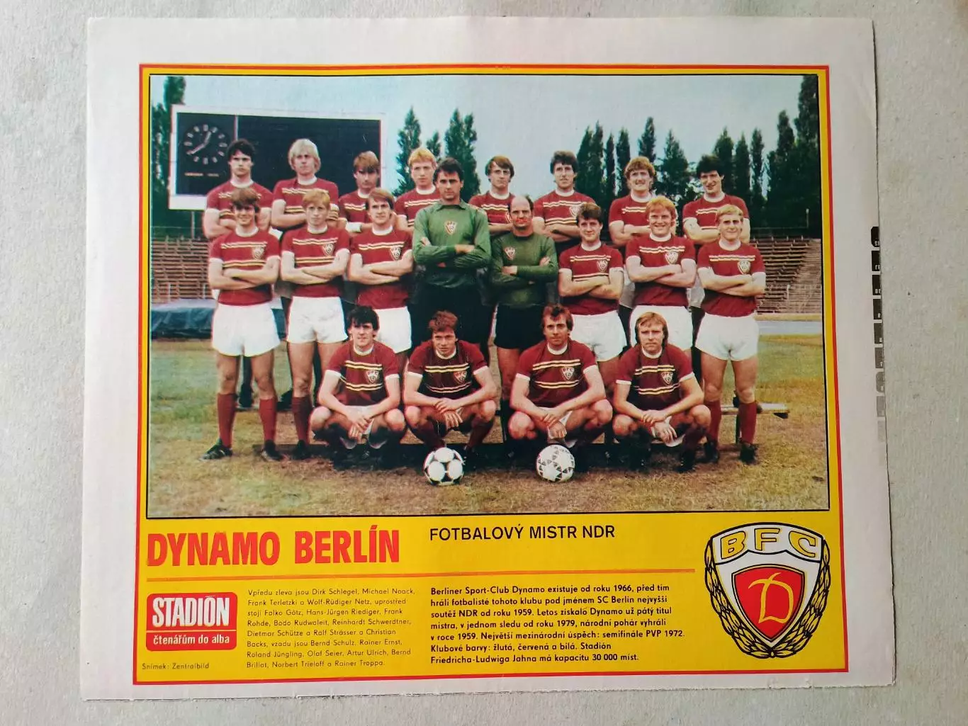 Плакат из журнала Стадион- Dynamo Berlin 2