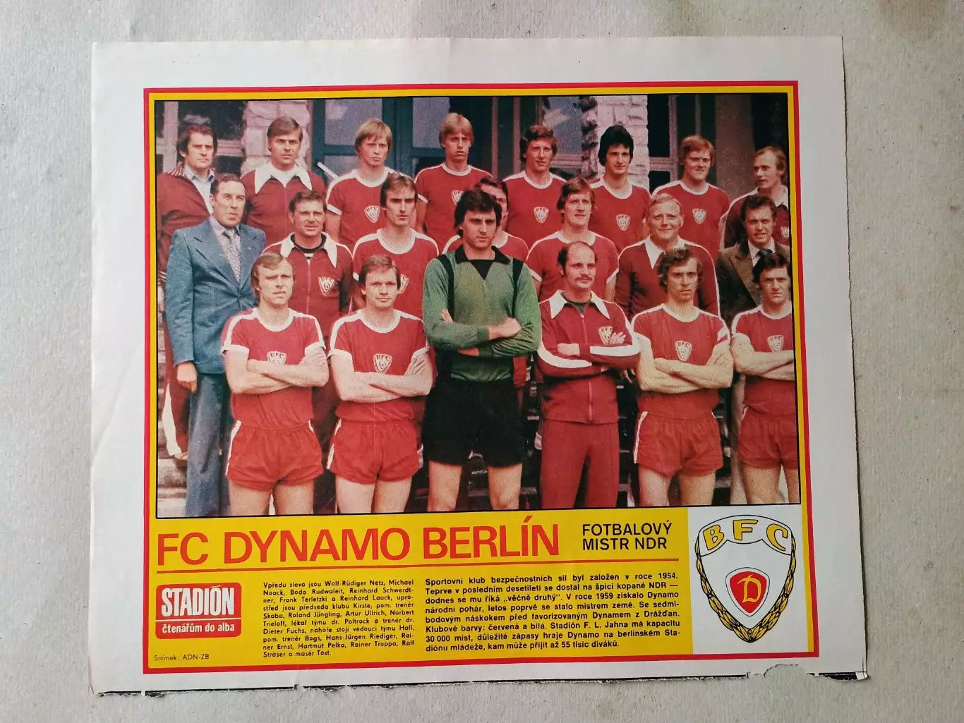 Плакат из журнала Стадион- Dynamo Berlin 4