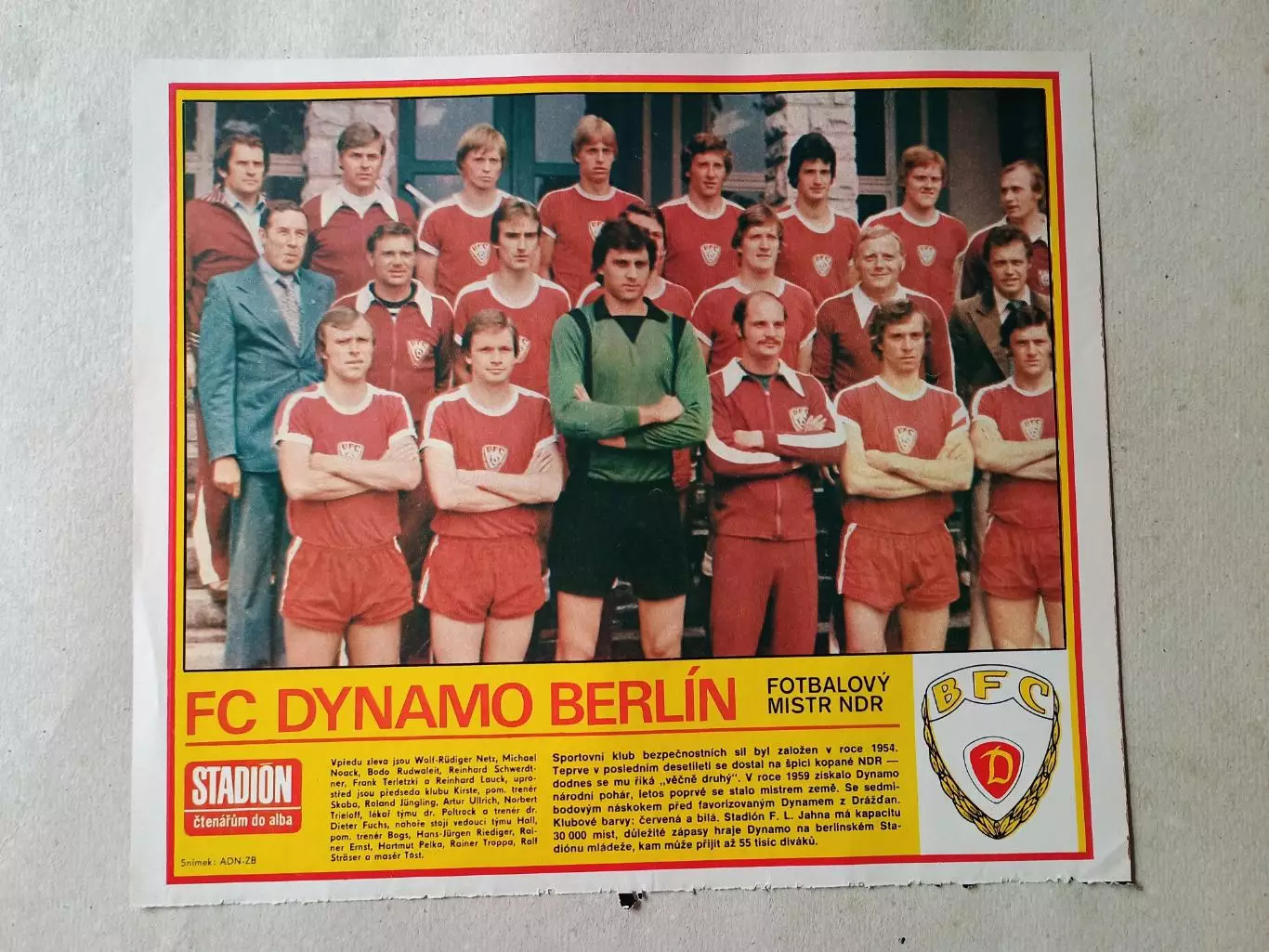 Плакат из журнала Стадион- Dynamo Berlin 6