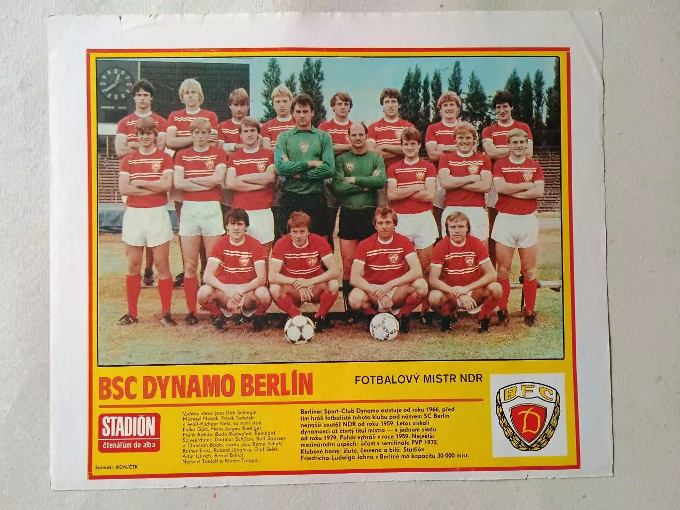 Плакат из журнала Стадион- Dynamo Berlin 8