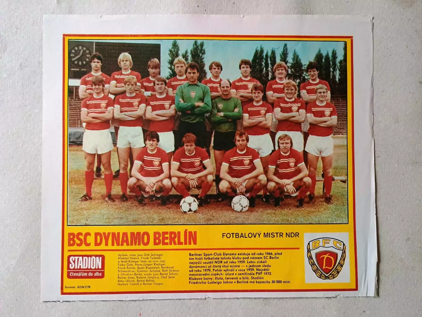 Плакат из журнала Стадион- Dynamo Berlin 9