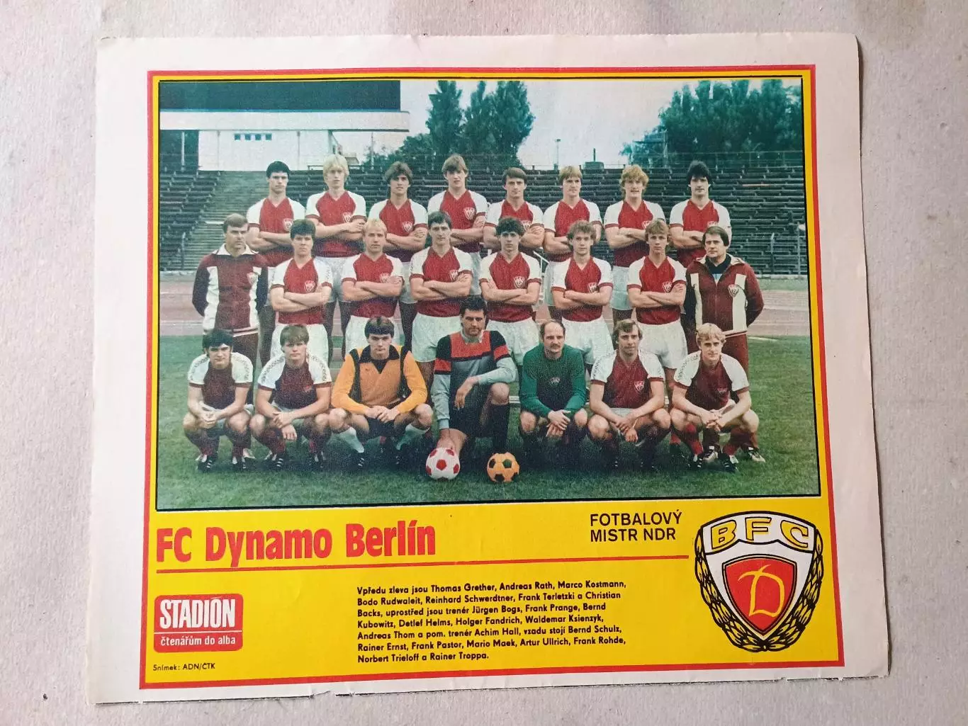 Плакат из журнала Стадион- Dynamo Berlin 12