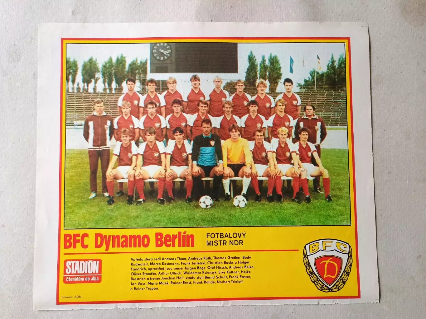 Плакат из журнала Стадион- Dynamo Berlin 15