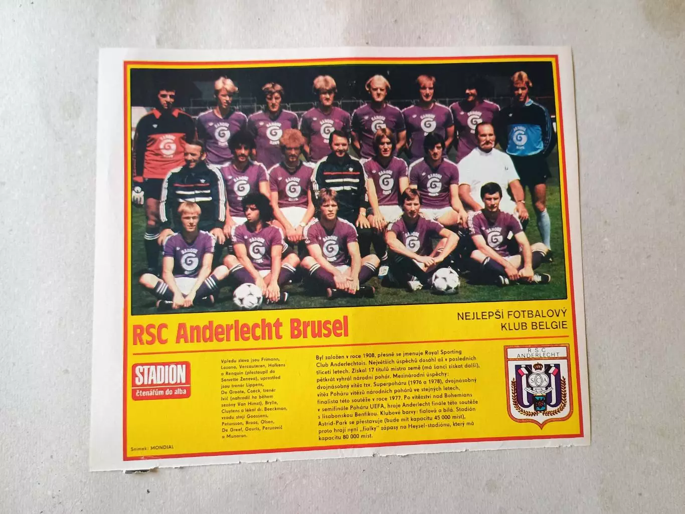 Плакат из журнала Стадион- Anderlecht 4