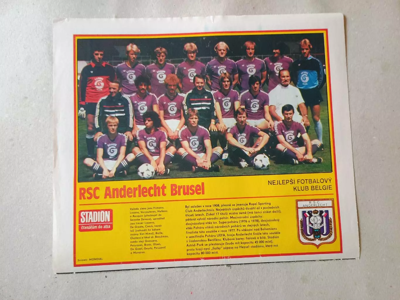 Плакат из журнала Стадион- Anderlecht 5