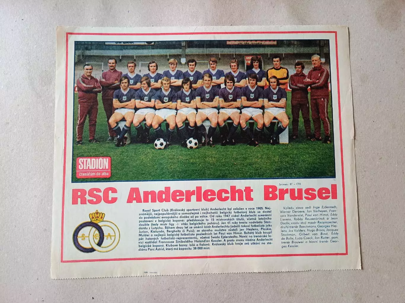 Плакат из журнала Стадион- Anderlecht 7