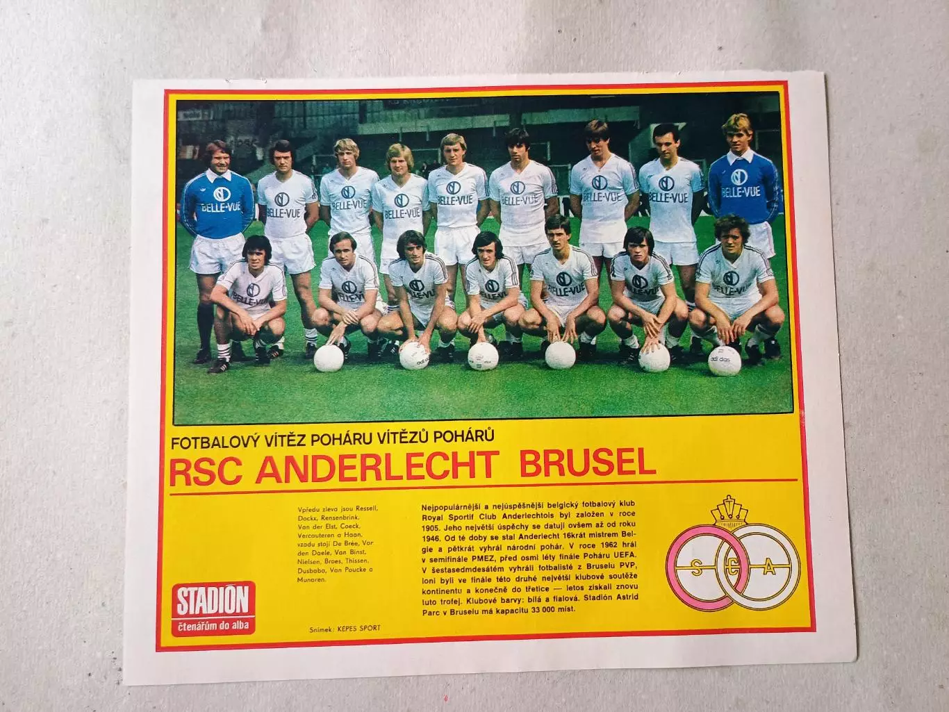Плакат из журнала Стадион- Anderlecht 10