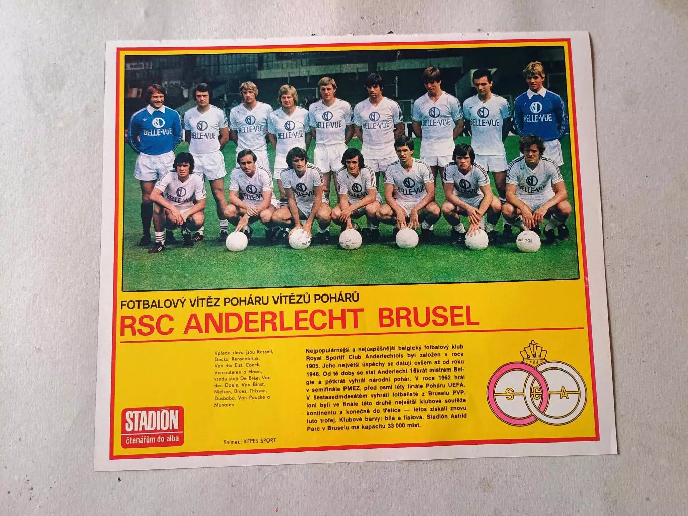 Плакат из журнала Стадион- Anderlecht 12