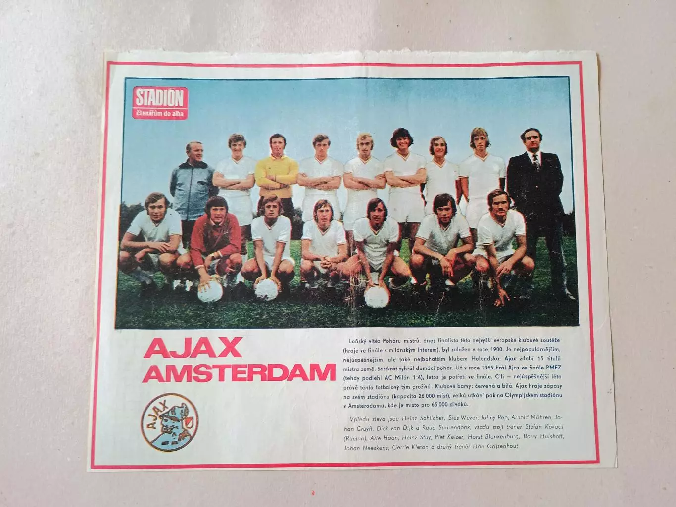 Плакат из журнала Стадион- Ajax