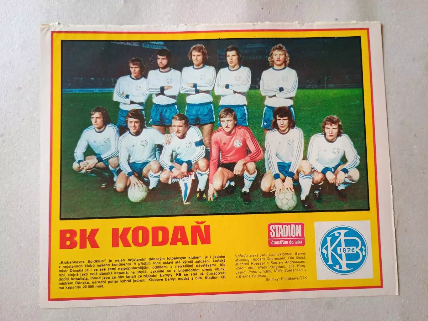 Плакат из журнала Стадион- BK Kodan