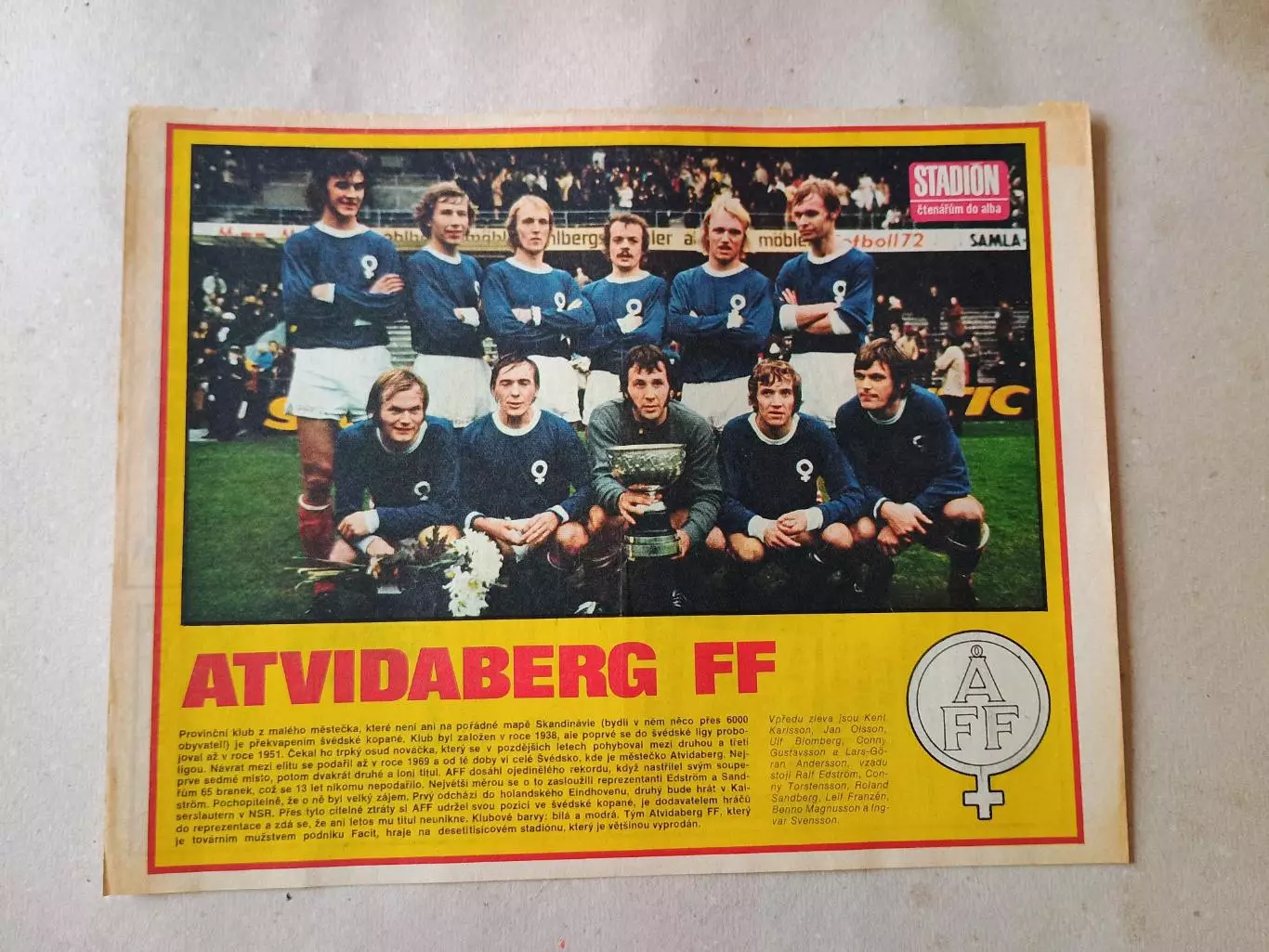 Плакат из журнала Стадион- Atvidaberg 2