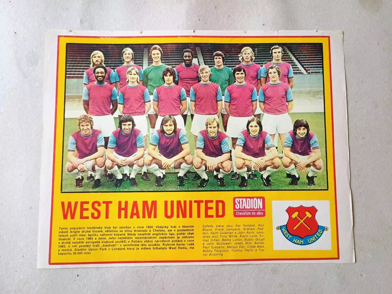 Плакат из журнала Стадион- West Ham 2