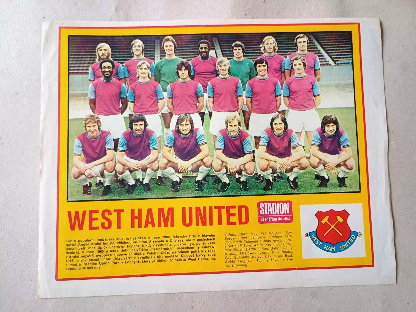 Плакат из журнала Стадион- West Ham 3