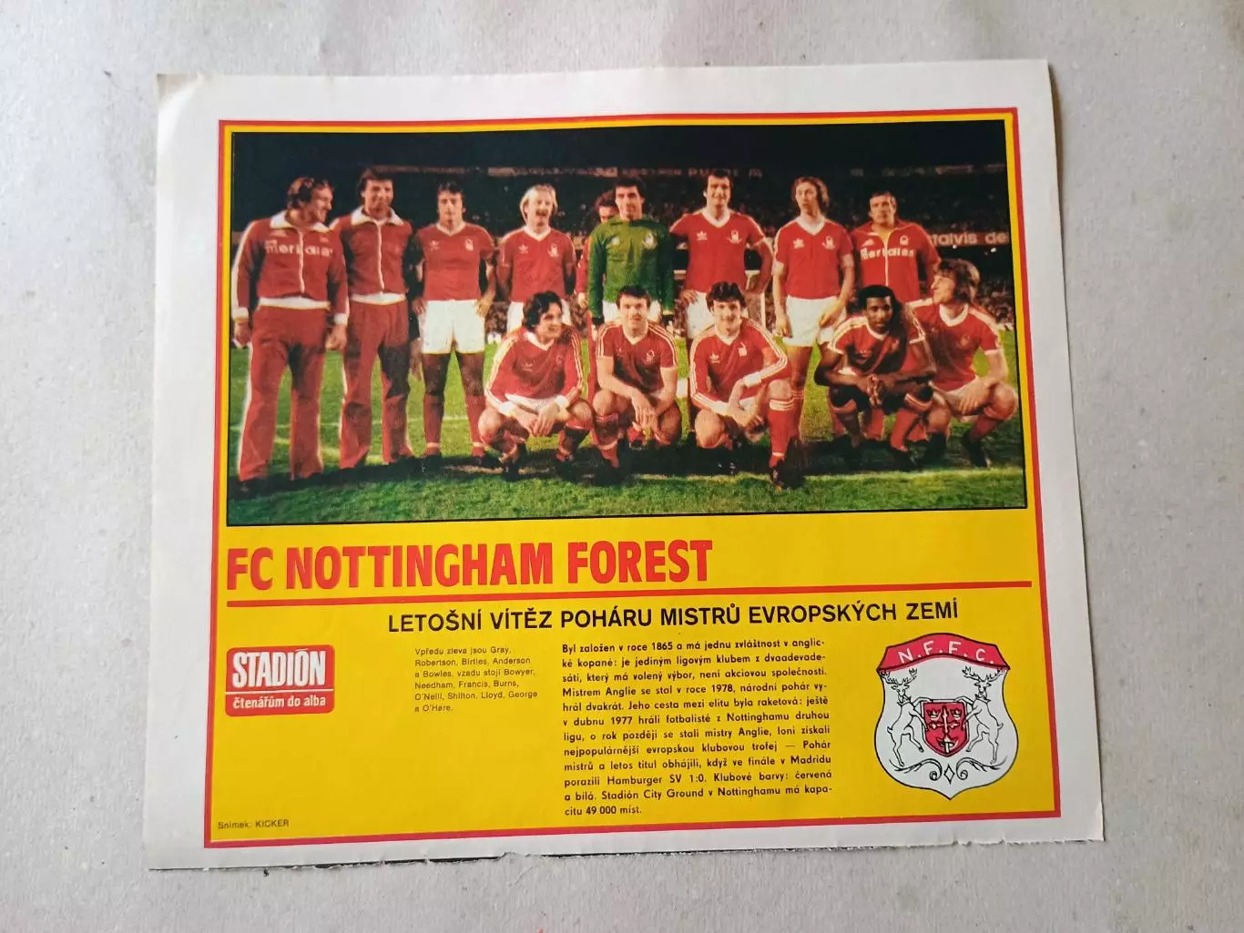 Плакат из журнала Стадион- Nottingham 7