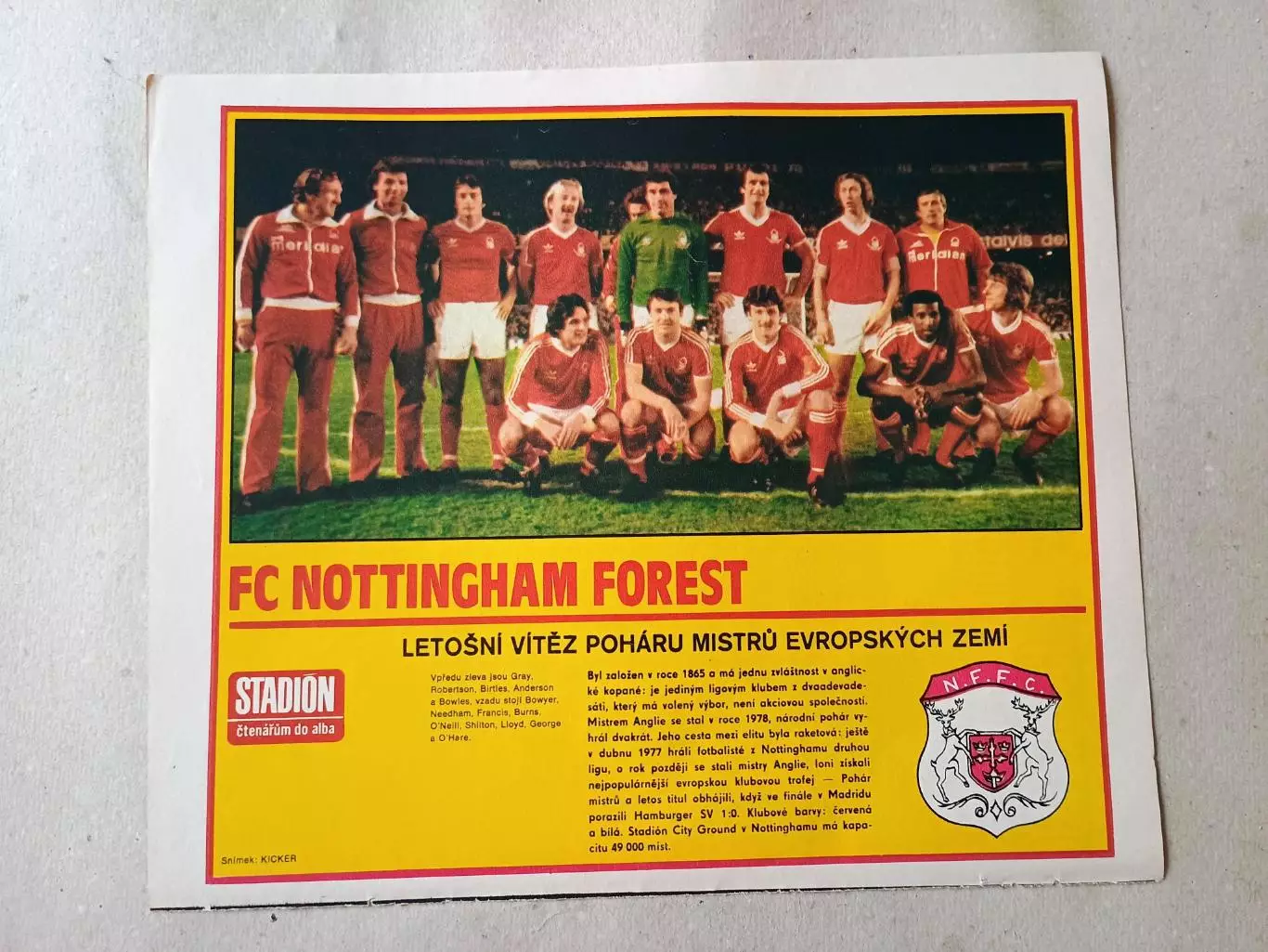 Плакат из журнала Стадион- Nottingham 9