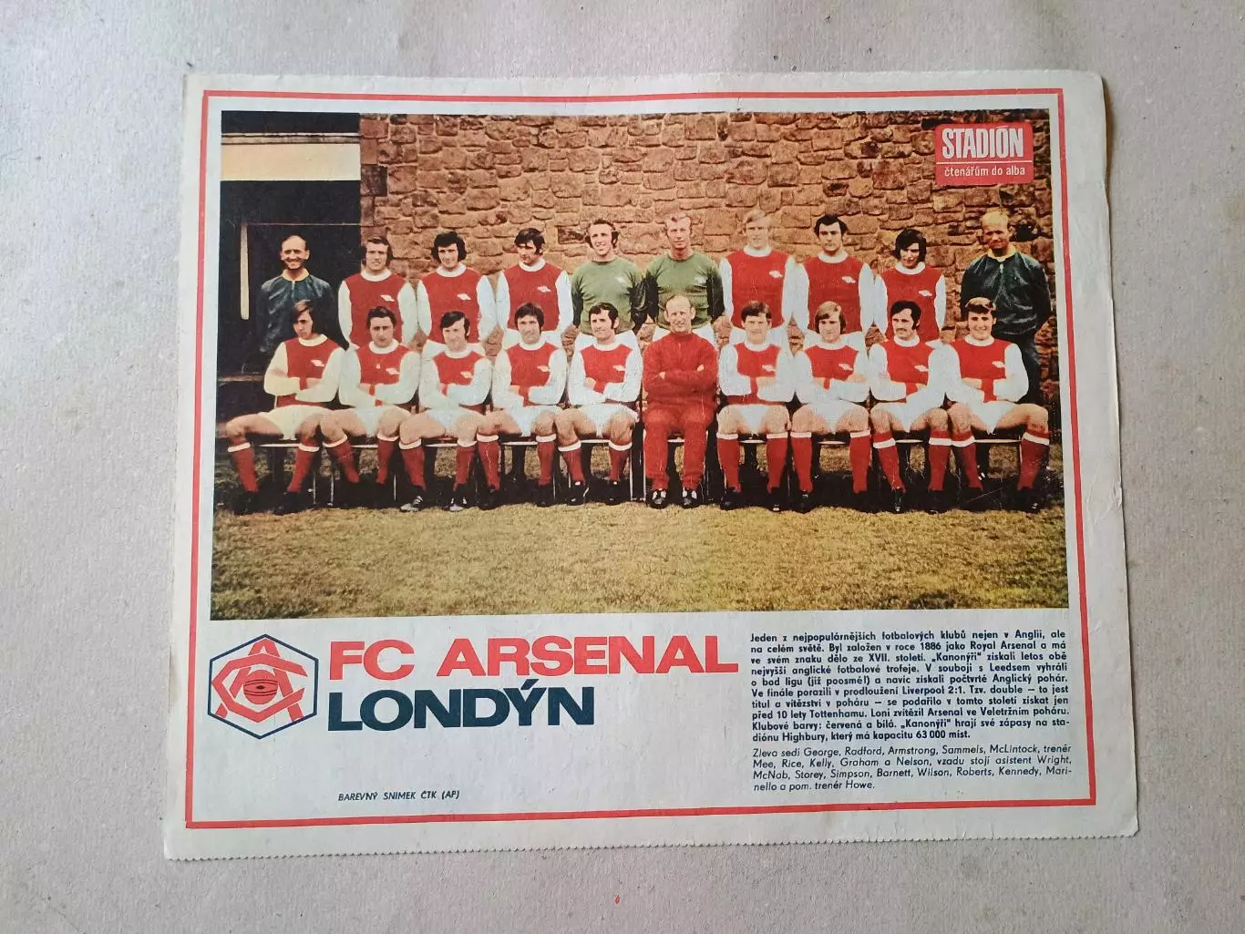 Плакат из журнала Стадион- Arsenal