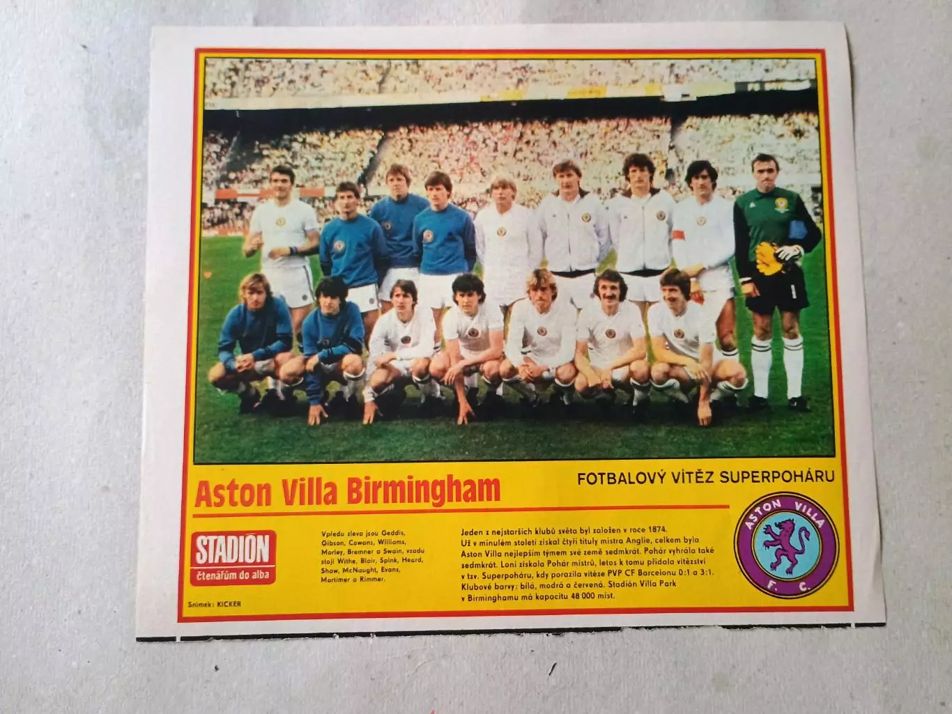 Плакат из журнала Стадион- Aston Villa 2