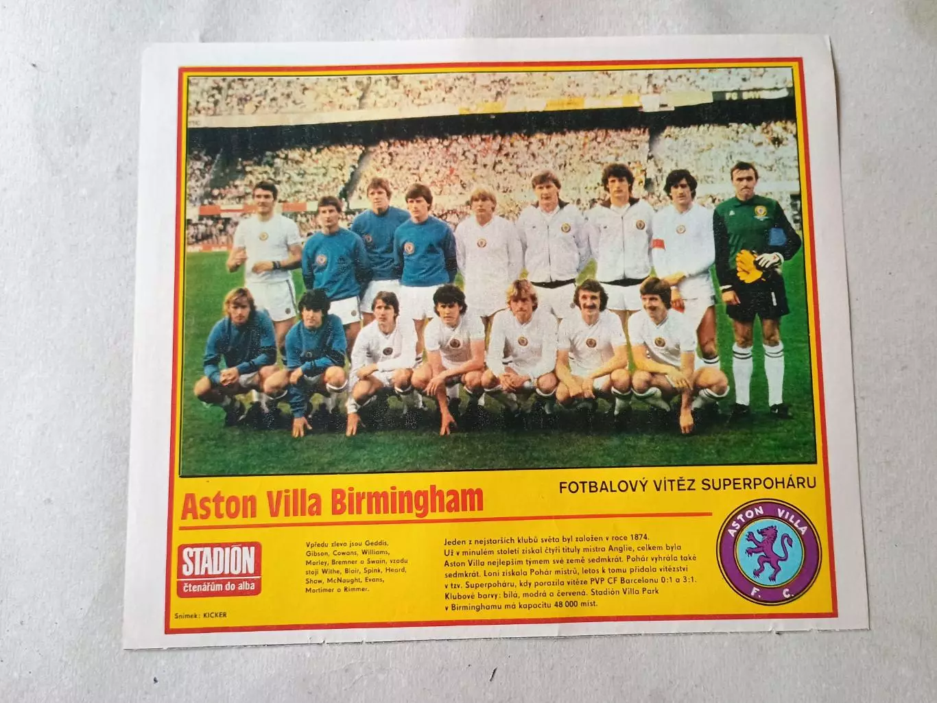 Плакат из журнала Стадион- Aston Villa 3