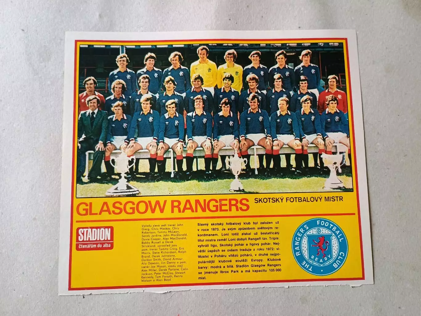 Плакат из журнала Стадион- Rangers 2