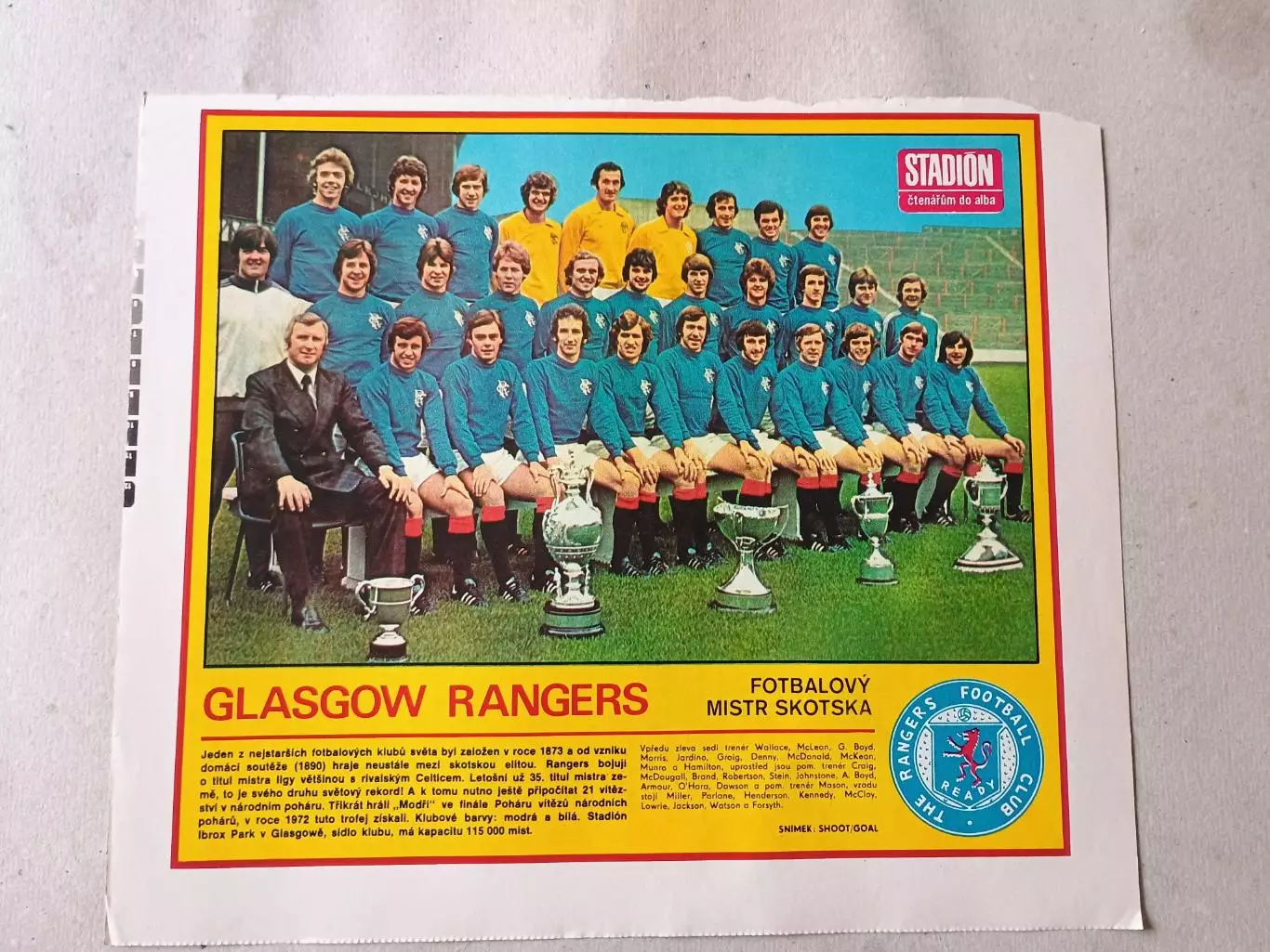 Плакат из журнала Стадион- Rangers 6