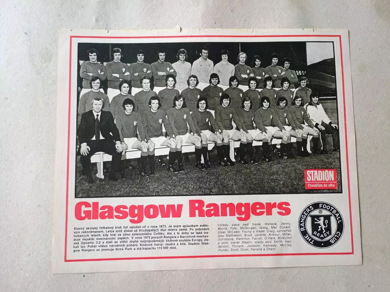 Плакат из журнала Стадион- Rangers 10