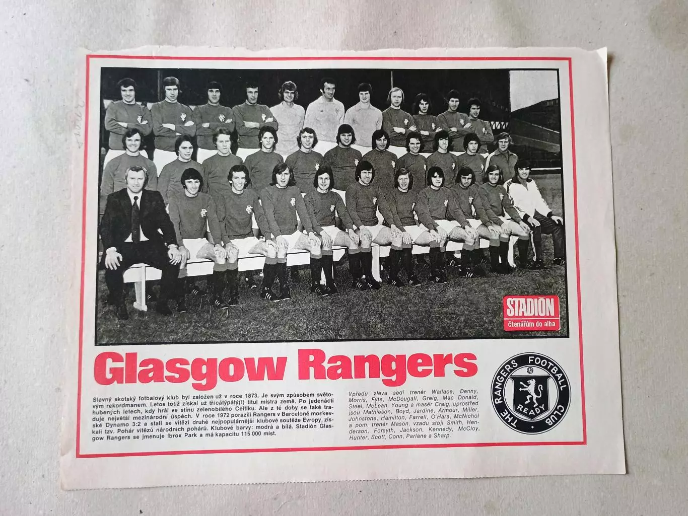 Плакат из журнала Стадион- Rangers 11