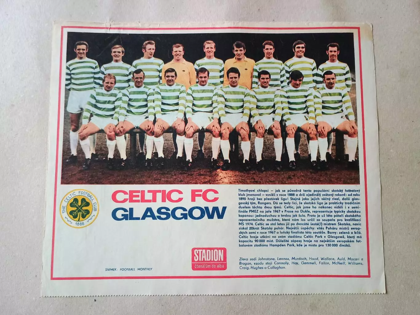 Плакат из журнала Стадион- Celtic 12