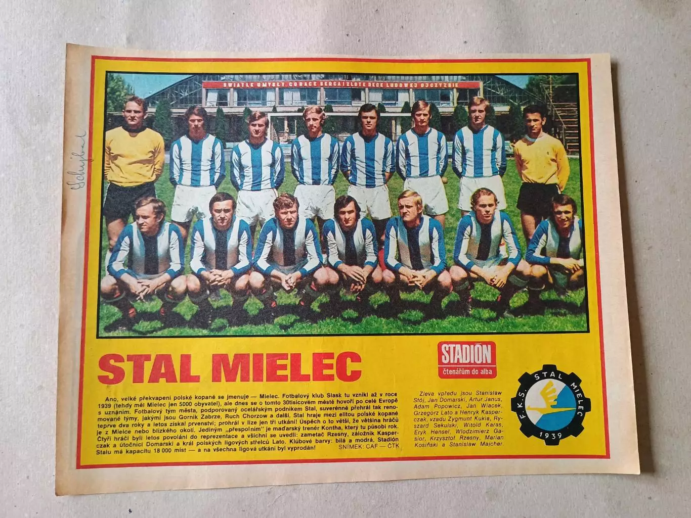 Плакат из журнала Стадион- Stal Mielec