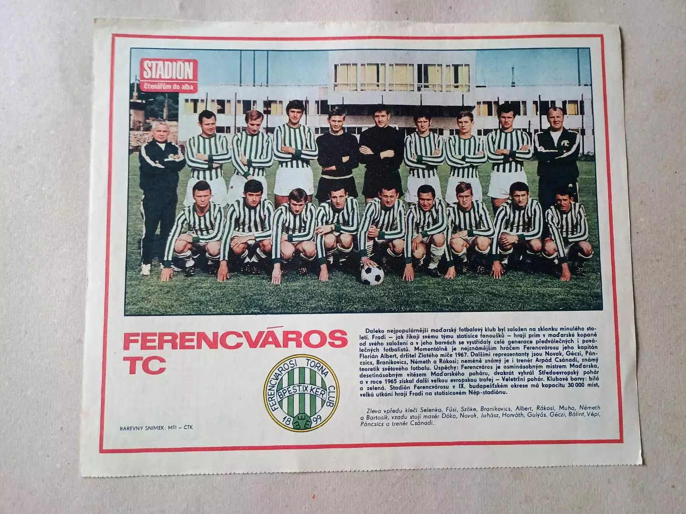 Плакат из журнала Стадион- Ferencvaros 7