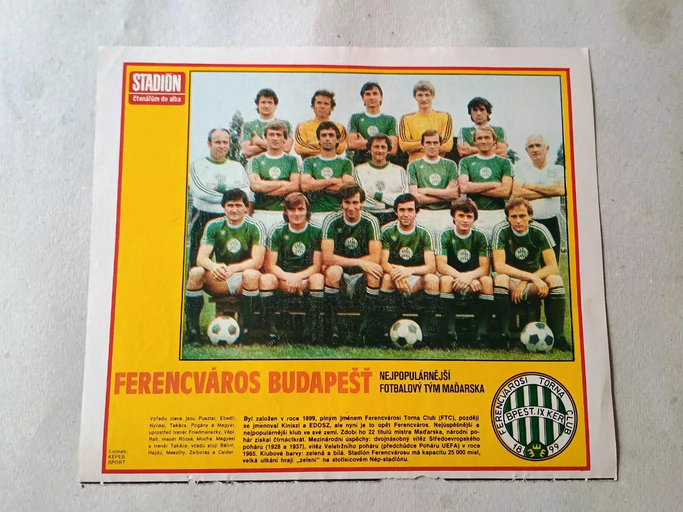 Плакат из журнала Стадион- Ferencvaros 14