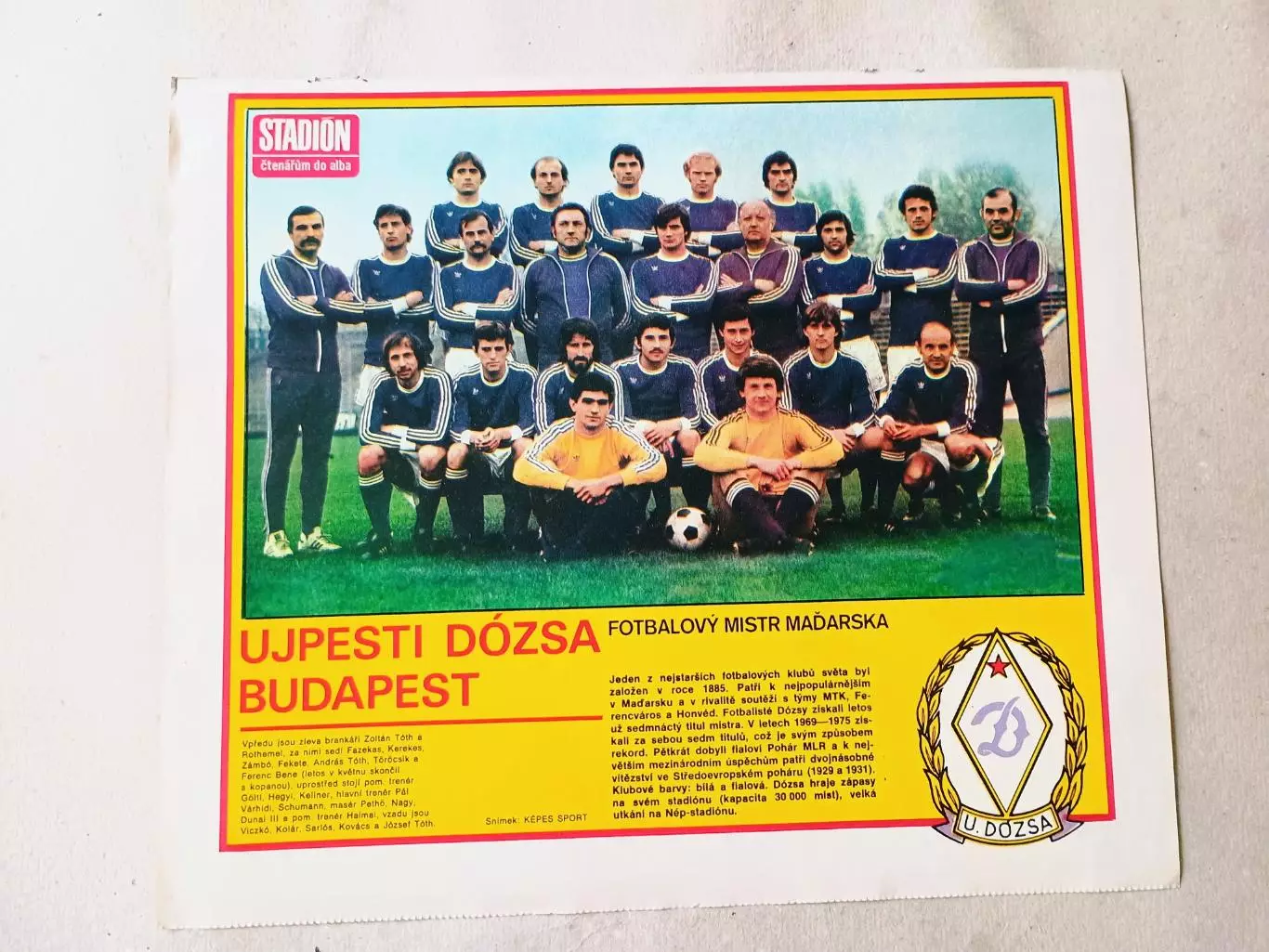 Плакат из журнала Стадион- Dozsa 2