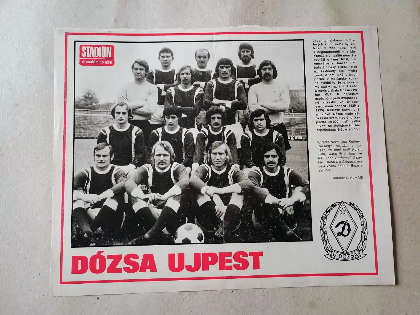 Плакат из журнала Стадион- Dozsa 4